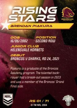 2024 NRL Traders Titanium - Rising Stars #RS01 Brendan Piakura Back